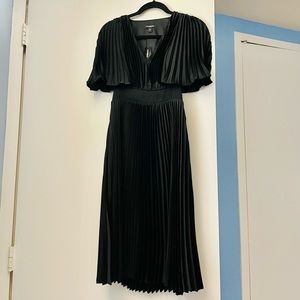 Stunning, Satin Pleated Black Dress